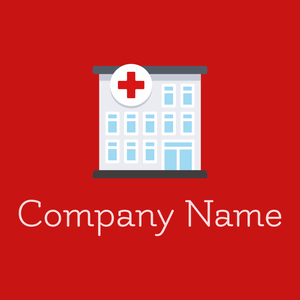 Hospital logo on a Fire Engine Red background - Architettura
