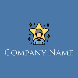 Outlined Famous logo on a Steel Blue background - Abstracto