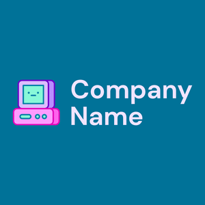 Computer logo on a Cerulean background - Abstrait