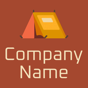 Tangerine Camping tent on a Rock Spray background - Landscaping