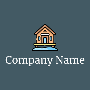 resort cabin logo on a dark blue background - Voyage & Hotel