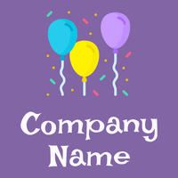 Farbiges Luftballon-Logo auf violettem Hintergrund - Hochzeitsservice