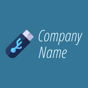 Pen drive logo on a Lochmara background - Ordinateur