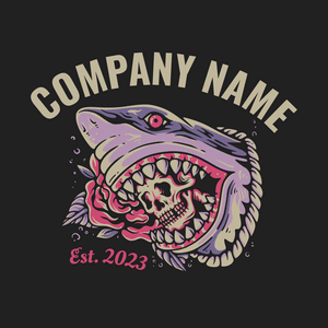 shark with skull and rose logo - Animales & Animales de compañía