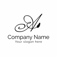 Logotipo de letras y plumas manuscritas - Empresa & Consultantes Logotipo