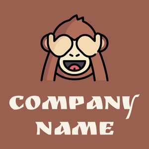 Monkey logo on a Dark Tan background - Animali & Cuccioli