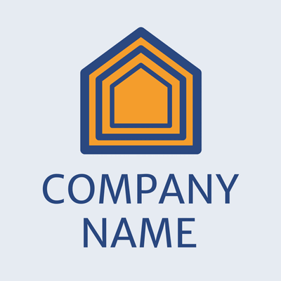 Logo mit blauen und orangefarbenen Haus-Symbolen - Architektur