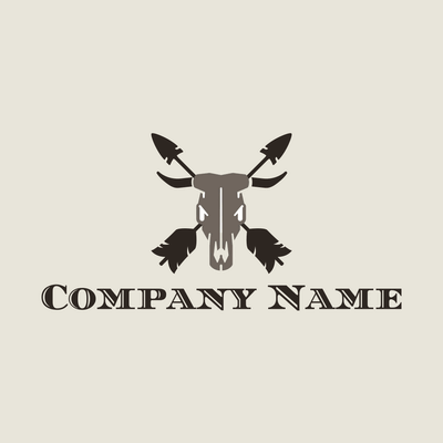 Logo toro marrón con flechas negras - Animales & Animales de compañía Logotipo