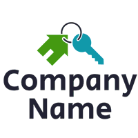 Logotipo de un llavero con una casa verde - Bienes raices & Hipoteca Logotipo