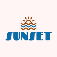 Logotipo de puesta de sol sobre olas - Viajes & Hoteles Logotipo