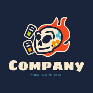 Logo of a skeleton with drinks on fire - Sommario