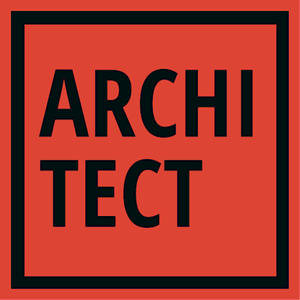 Square red architect firm logo - Arquitectura