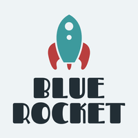 Rotes und blaues Raketenlogo - Industrie
