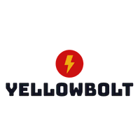 Yellow lightning in red circle logo - Technology
