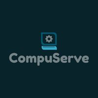 Blue computer logo with grey setting - Technology