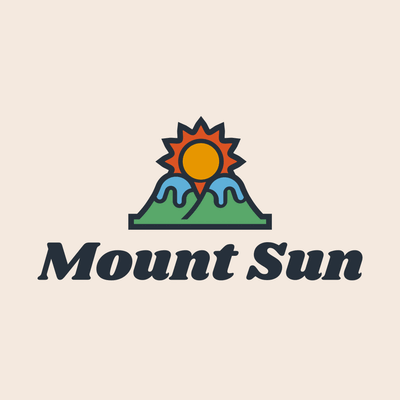 Montañas con logo sol naciente - Viajes & Hoteles Logotipo