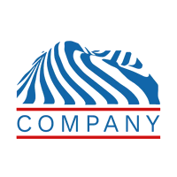 Logotipo de línea montaña/desierto azul y rojo - Paisage Logotipo