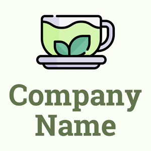 Green tea logo on a Ivory background - Essen & Trinken