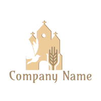 Logo iglesia, paloma y trigo - Religión Logotipo