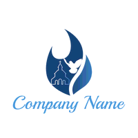 Logotipo de iglesia, paloma y llama - Religión Logotipo