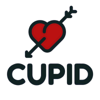 Logotipo de corazón perforado Cupido - Citas Logotipo