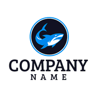 Logotipo de tiburón azul con círculo negro - Animales & Animales de compañía