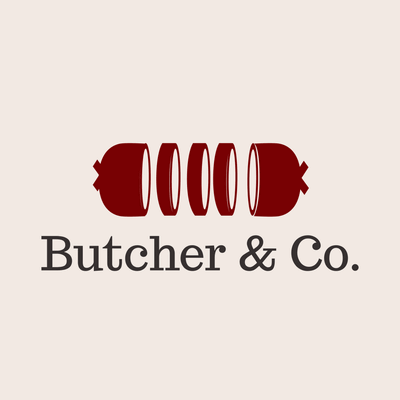 Logotipo de salchicha y carnicería - Alimentos & Bebidas Logotipo