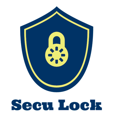 Blue/yellow security logo with padlock, lock - Costruzioni & Strumenti