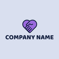 Logotipo de ajuste de mano morado forma de corazon - Comunidad & Sin fines de lucro Logotipo