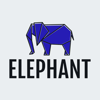 Logo origami elefante azul - Educación Logotipo
