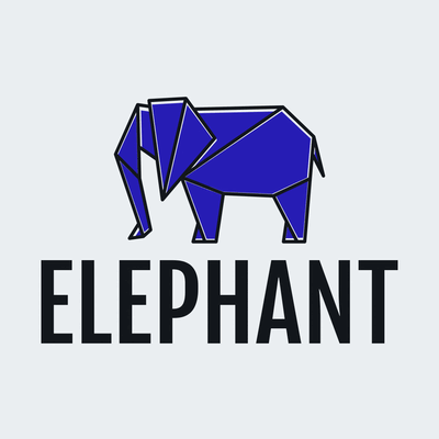 Logo origami elefante azul - Educación
