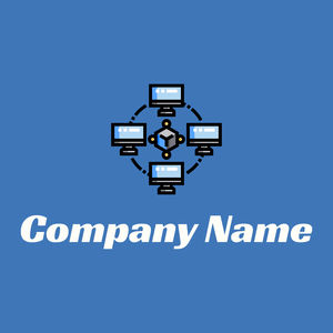 Nodes logo on a Curious Blue background - Negócios & Consultoria