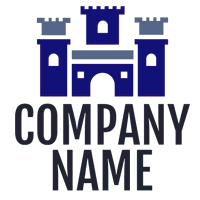 Logotipo con castillo azul y gris - Juegos & Entretenimiento Logotipo