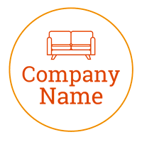 Zweisitzer-Sofa-Logo im orangefarbenen Kreis - Einzelhandel