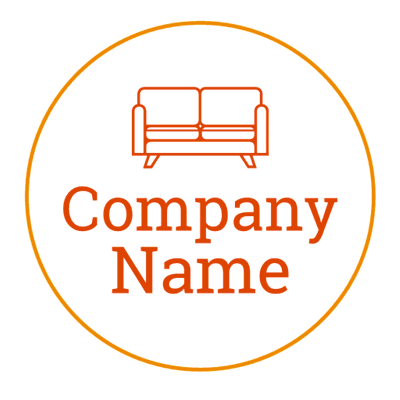 Logotipo de sofá de dos plazas en círculo naranja - Venta al detalle Logotipo