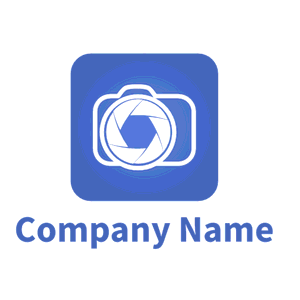 white camera on blue background logo - Photography