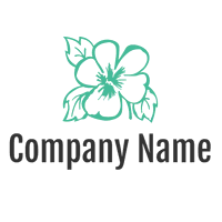 Logotipo de flores e folhas verdes - Floral
