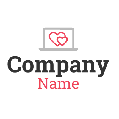 Dating logo with computer and hearts - Web