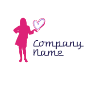Mädchen hält ein Herz-Logo - Partnervermittlung Logo