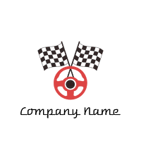 Dos banderas de carreras y logo en el volante - Automobiles & Vehículos Logotipo