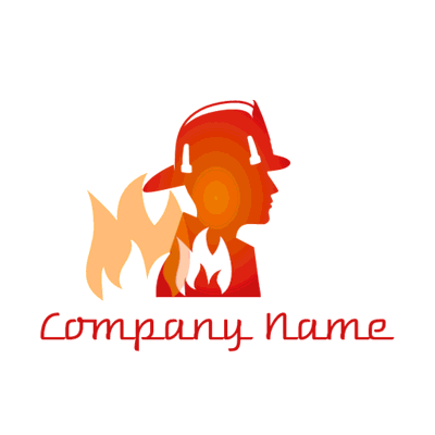 Logo bombero rojo con llamas - Seguridad Logotipo