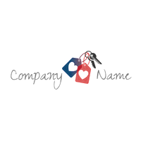 Logo con etiquetas, corazones y llaves - Servicio de bodas Logotipo