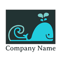Logo ballena azul sonriente - Niños & Guardería Logotipo