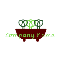 Logotipo de tres plantas en una bandeja - Paisage Logotipo