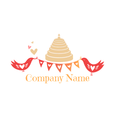 Logo de dos pájaros con tarta - Servicio de bodas Logotipo