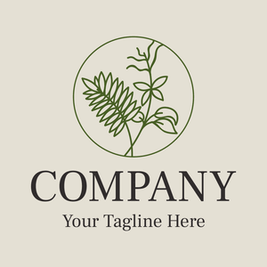 Flower logo in a khaki and beige circle - Mariage