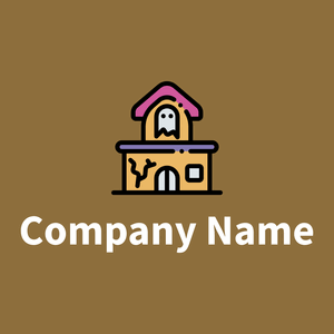 Haunted house logo on a McKenzie background - Domaine de l'architechture