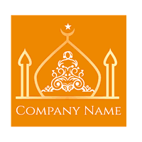 Mezquita naranja con logo adornos - Religión Logotipo