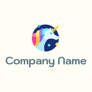 Rounded Unicorn logo on a Ivory background - Abstracto