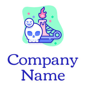 Skull and candle logo on a White background